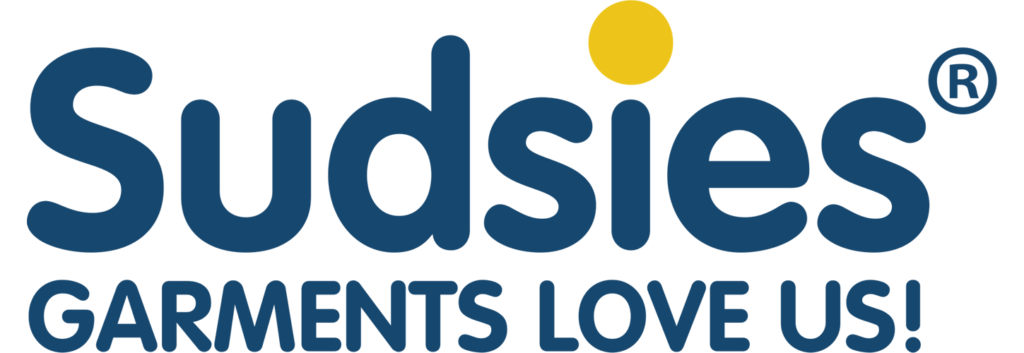 Sudsies Dry Cleaners logo featuring the Sudsies name in bold, modern lettering
