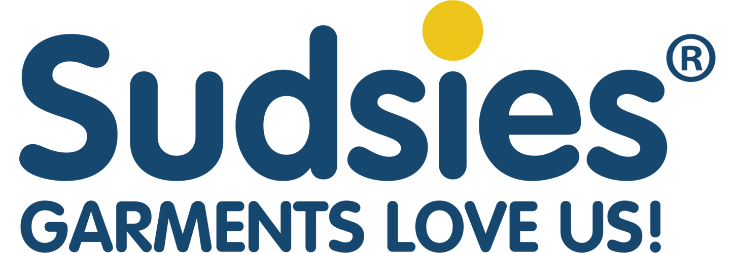 Sudsies Dry Cleaners logo featuring the Sudsies name in bold, modern lettering