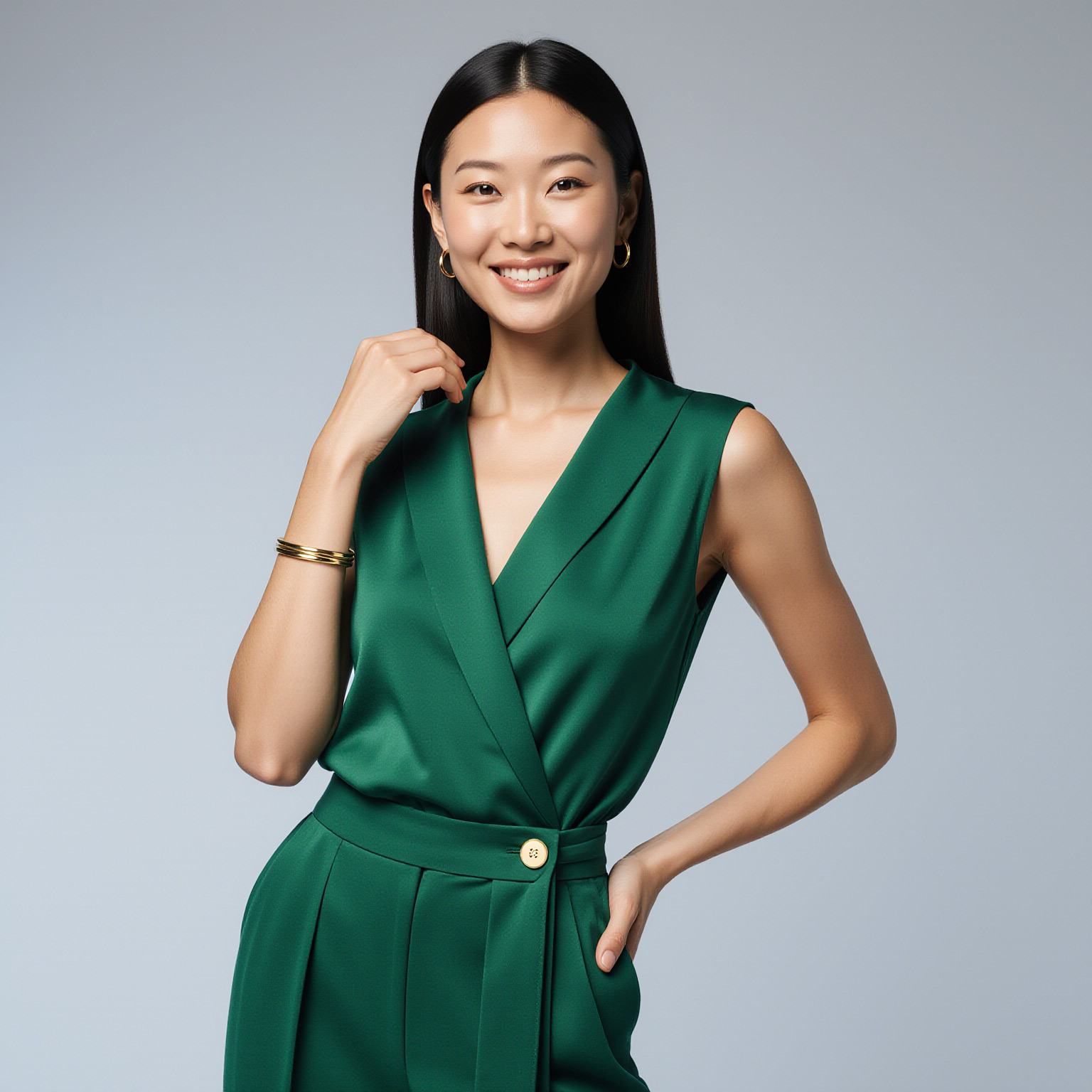 Women’s green wrap dress professionally cleaned by Sudsies dry cleaning near Golden Beach Florida