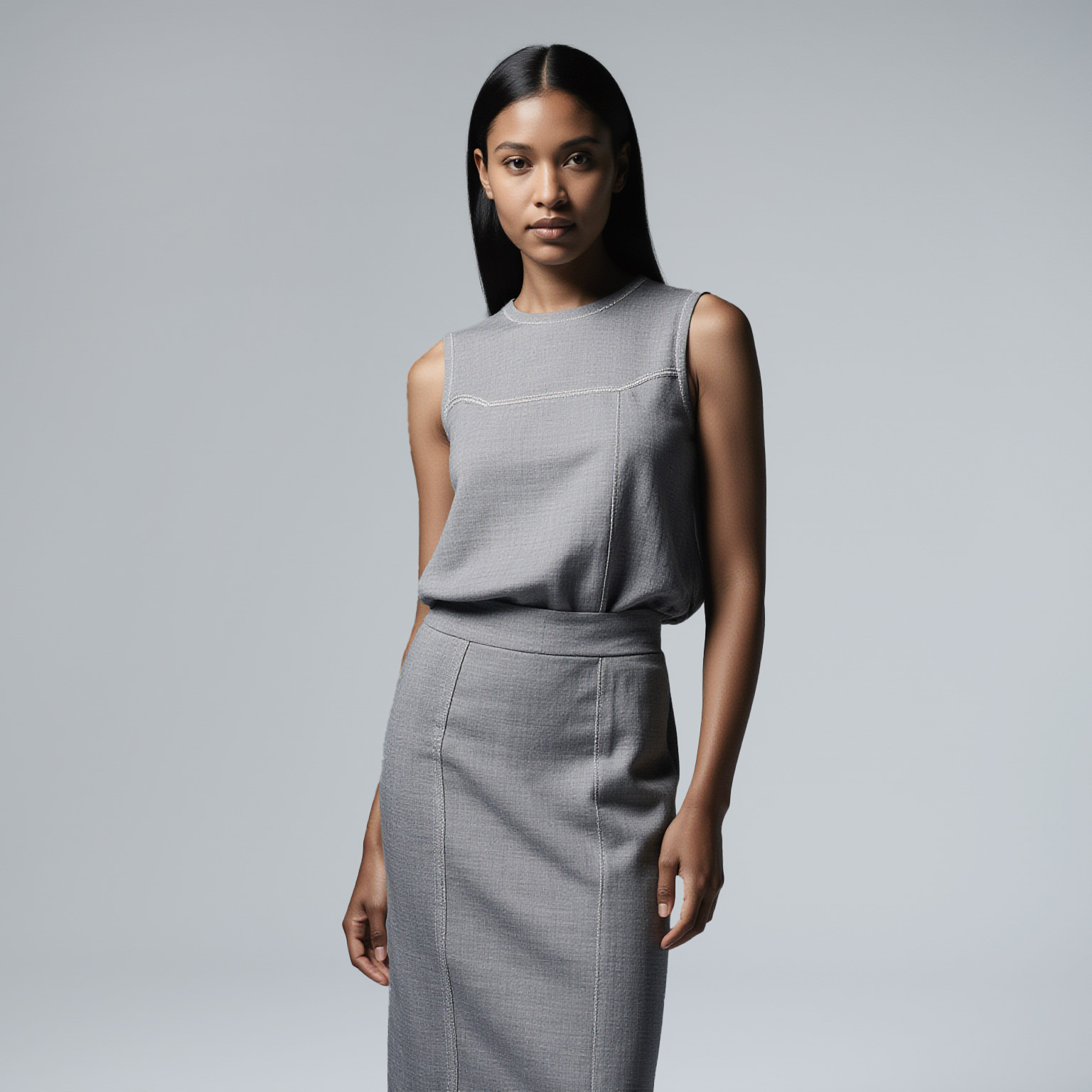 Tailored two-piece outfit professionally cleaned by Sudsies dry cleaning in Aventura Miami