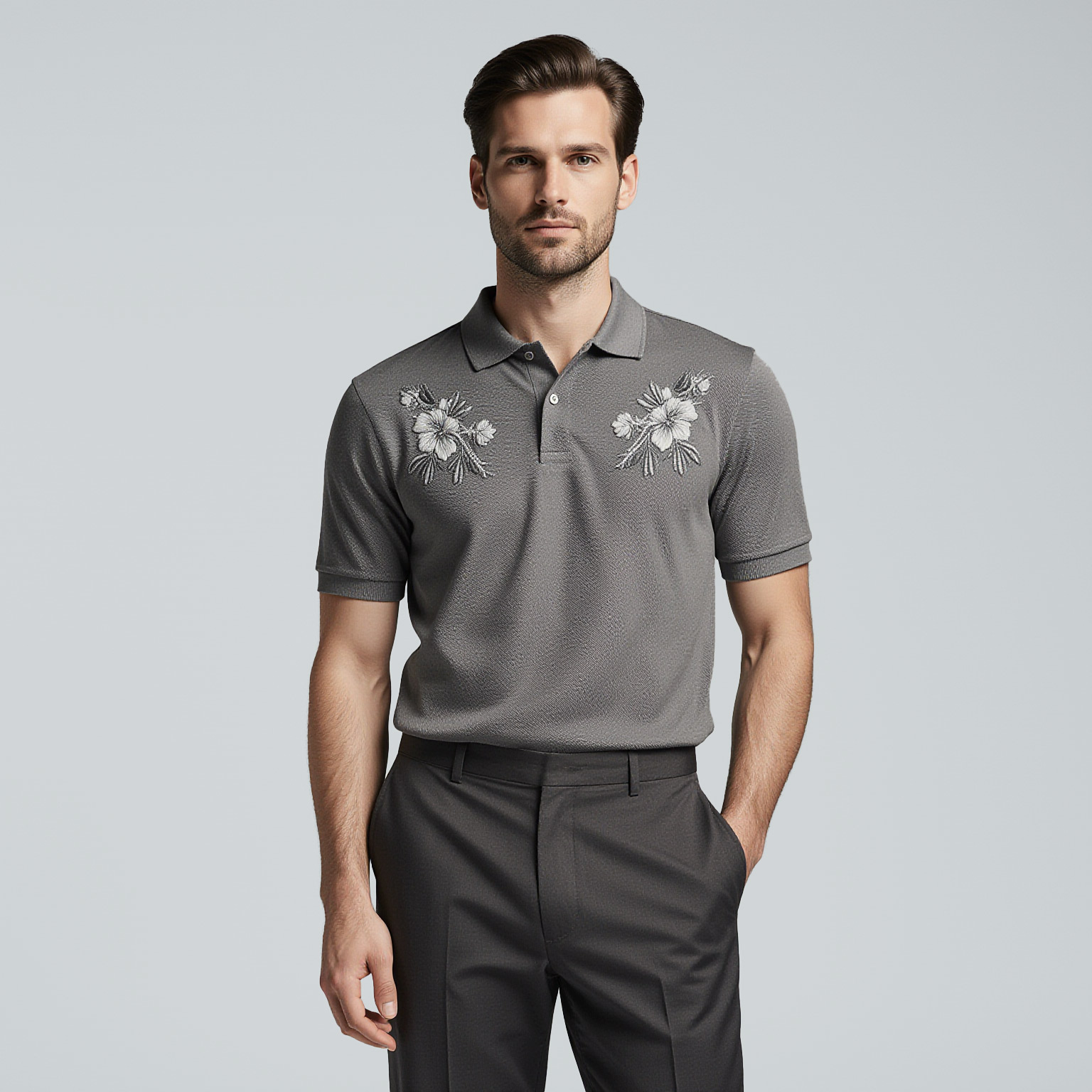 Embroidered polo shirt professionally cleaned by Sudsies dry cleaning in Fort Lauderdale